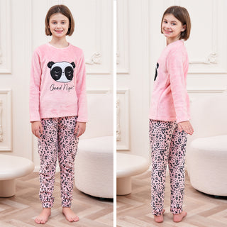 Girls Fleece Panda print Pyjamas